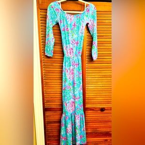 Lilly Pulitzer Odella Maxi Dress NWT amalfi blue best fishes elastic waist